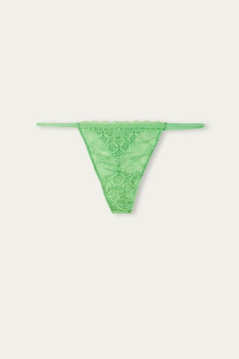 Intimissimi Csipke String Tanga Bugyi Női Menta | HUYU3803