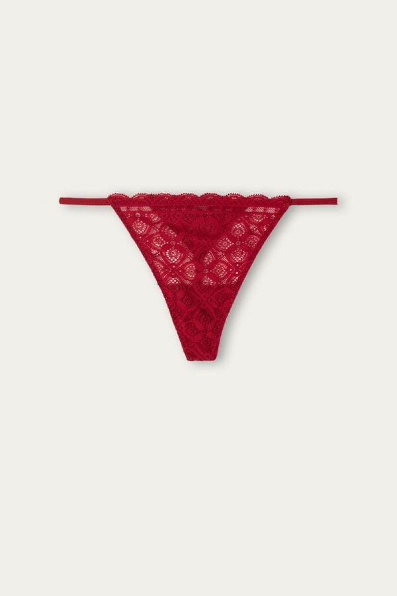 Intimissimi Csipke String Tanga Bugyi Női Piros | HUSO3772