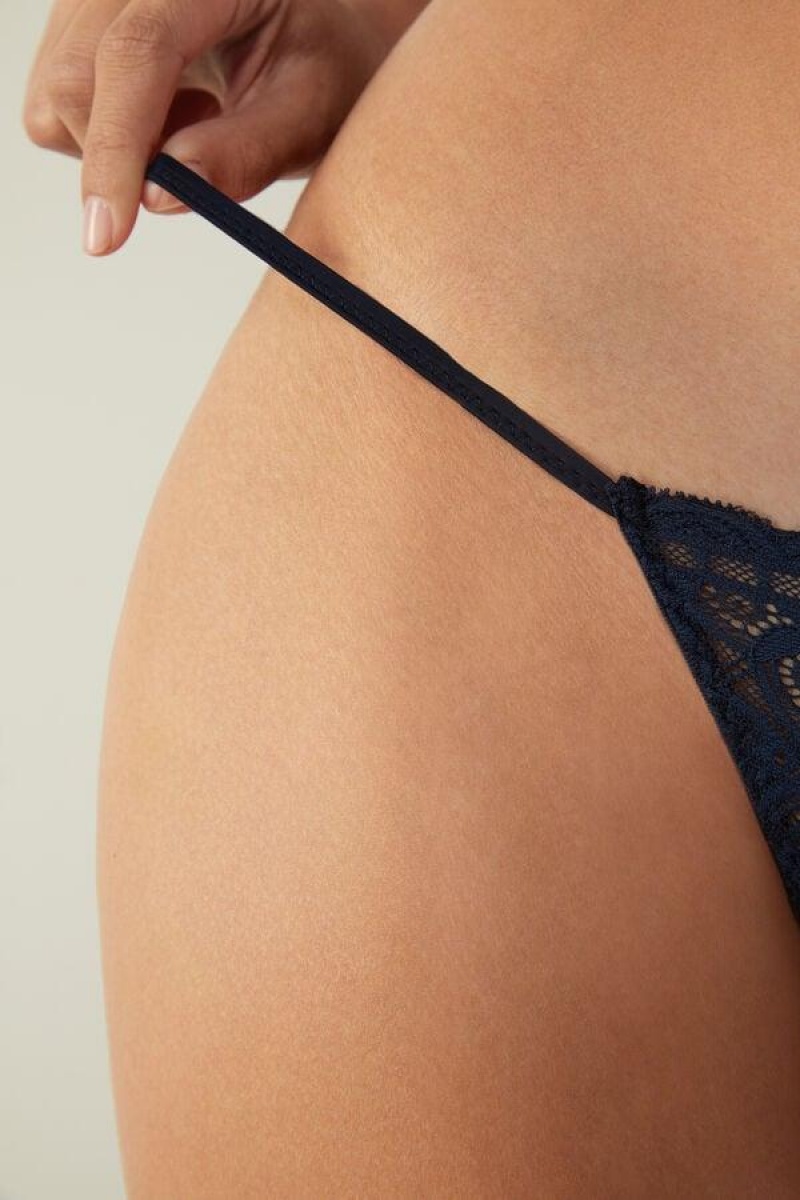 Intimissimi Csipke String Tanga Bugyi Női Kék | HUHK3768