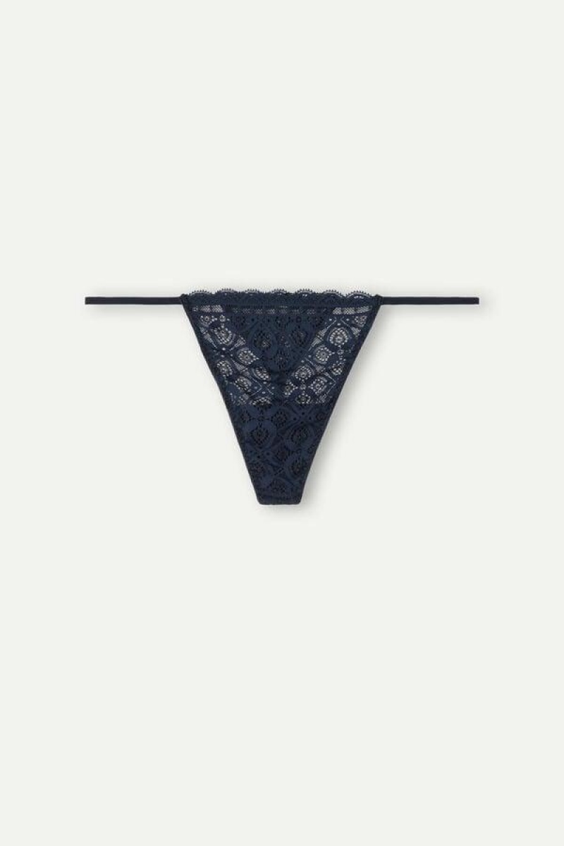 Intimissimi Csipke String Tanga Bugyi Női Kék | HUHK3768