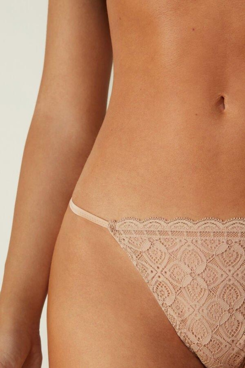 Intimissimi Csipke String Tanga Bugyi Női Bézs | HUHK3767