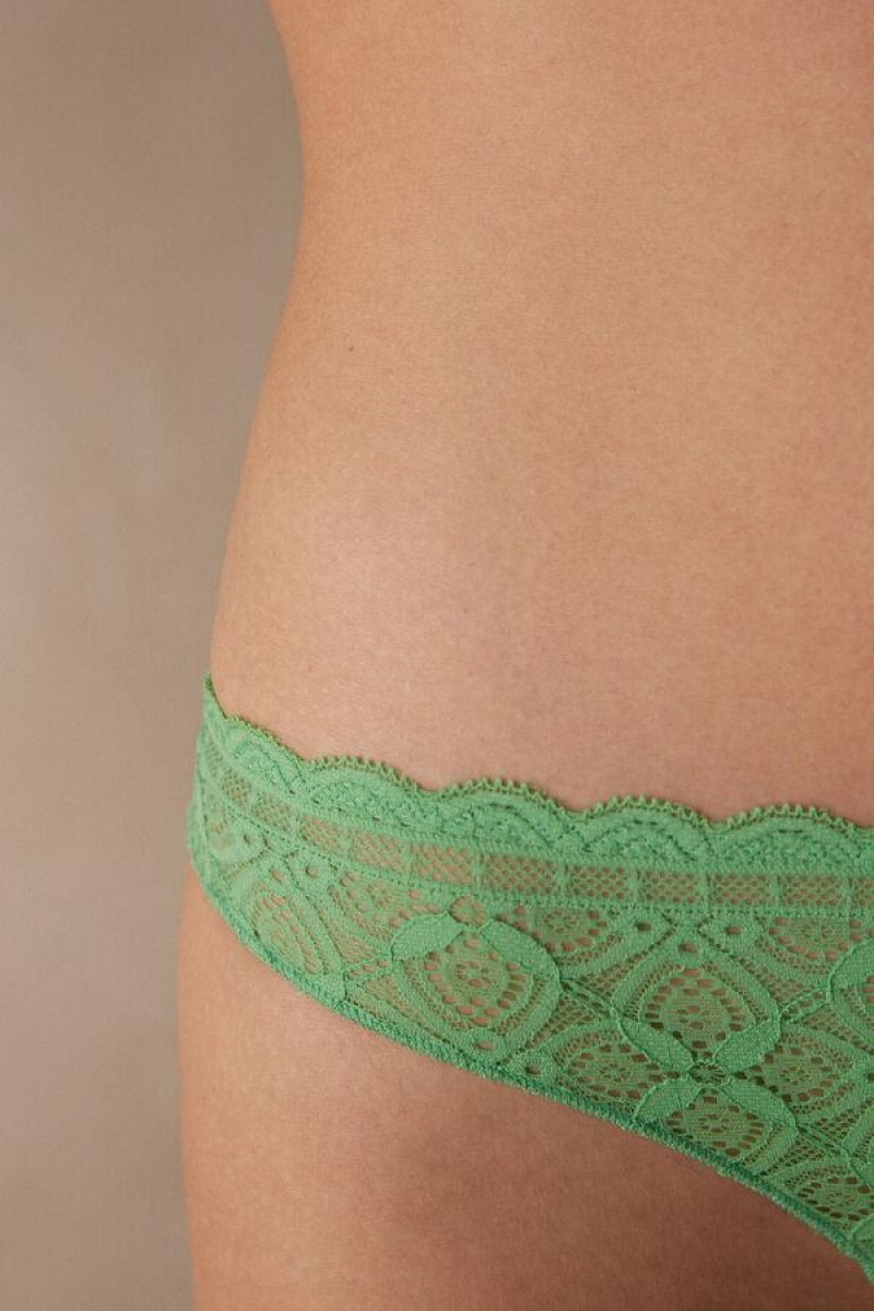 Intimissimi Csipke and Microfiber Brazilian Bugyi Női Menta | HUOR3567