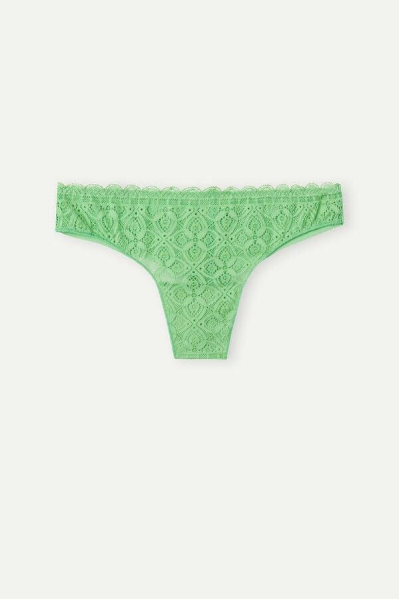 Intimissimi Csipke and Microfiber Brazilian Bugyi Női Menta | HUOR3567