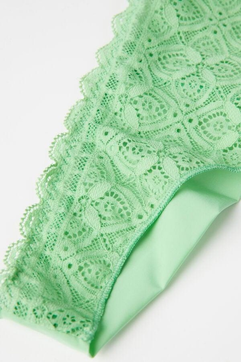 Intimissimi Csipke and Microfiber Brazilian Bugyi Női Menta | HUOR3567