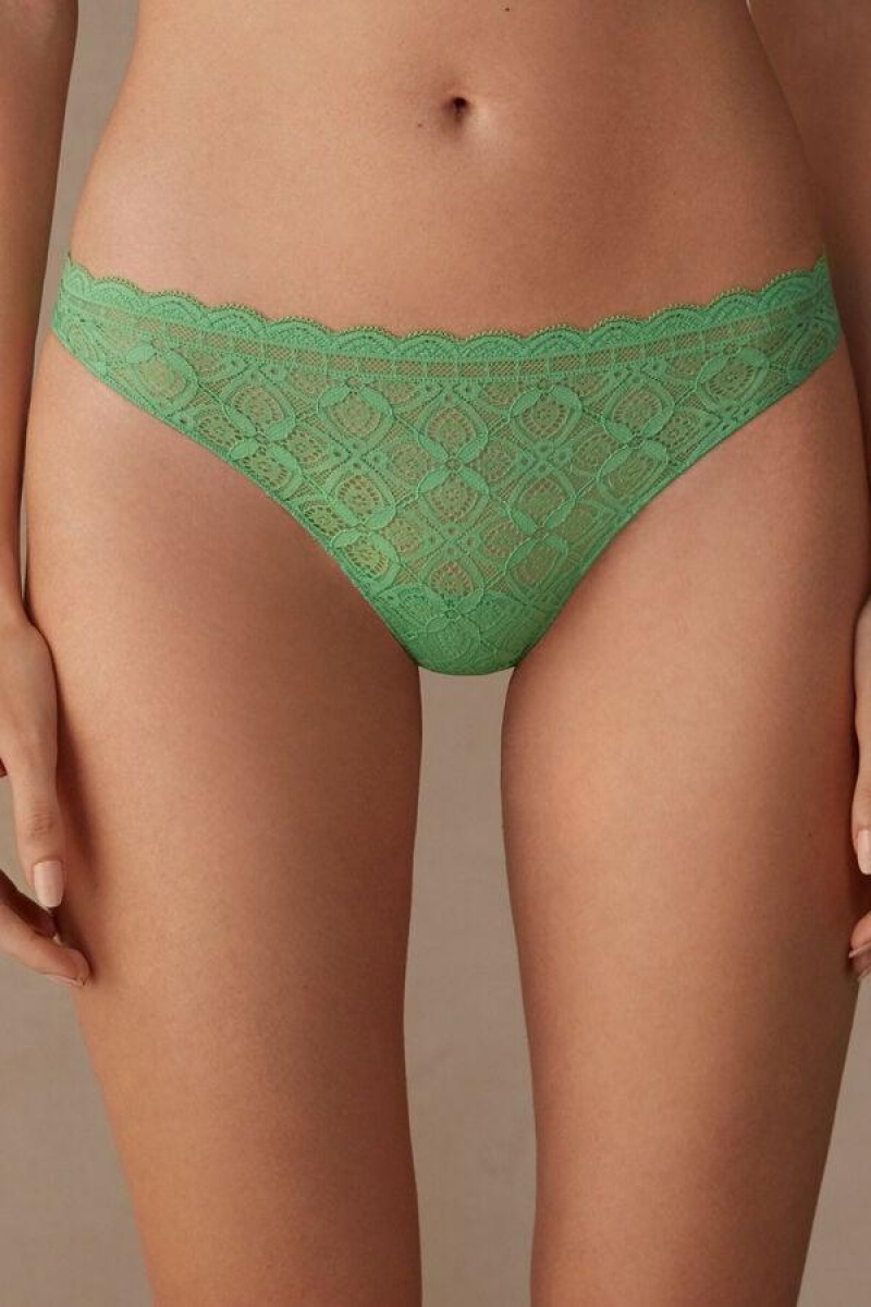 Intimissimi Csipke and Microfiber Brazilian Bugyi Női Menta | HUOR3567