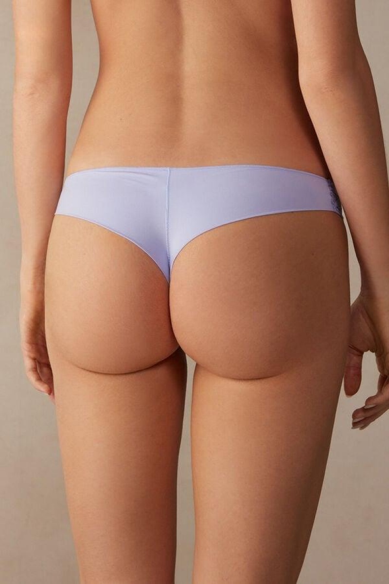 Intimissimi Csipke and Microfiber Brazilian Bugyi Női Levendula | HUAP3565