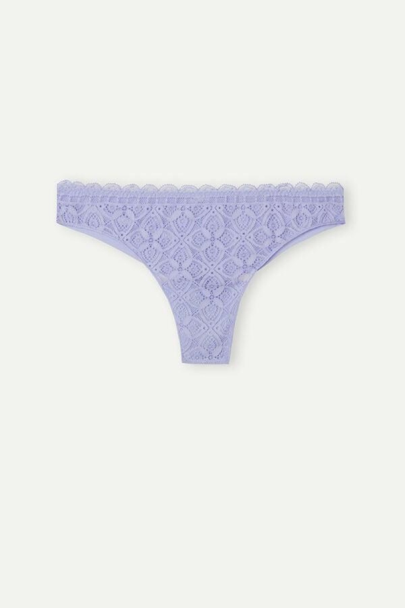 Intimissimi Csipke and Microfiber Brazilian Bugyi Női Levendula | HUAP3565