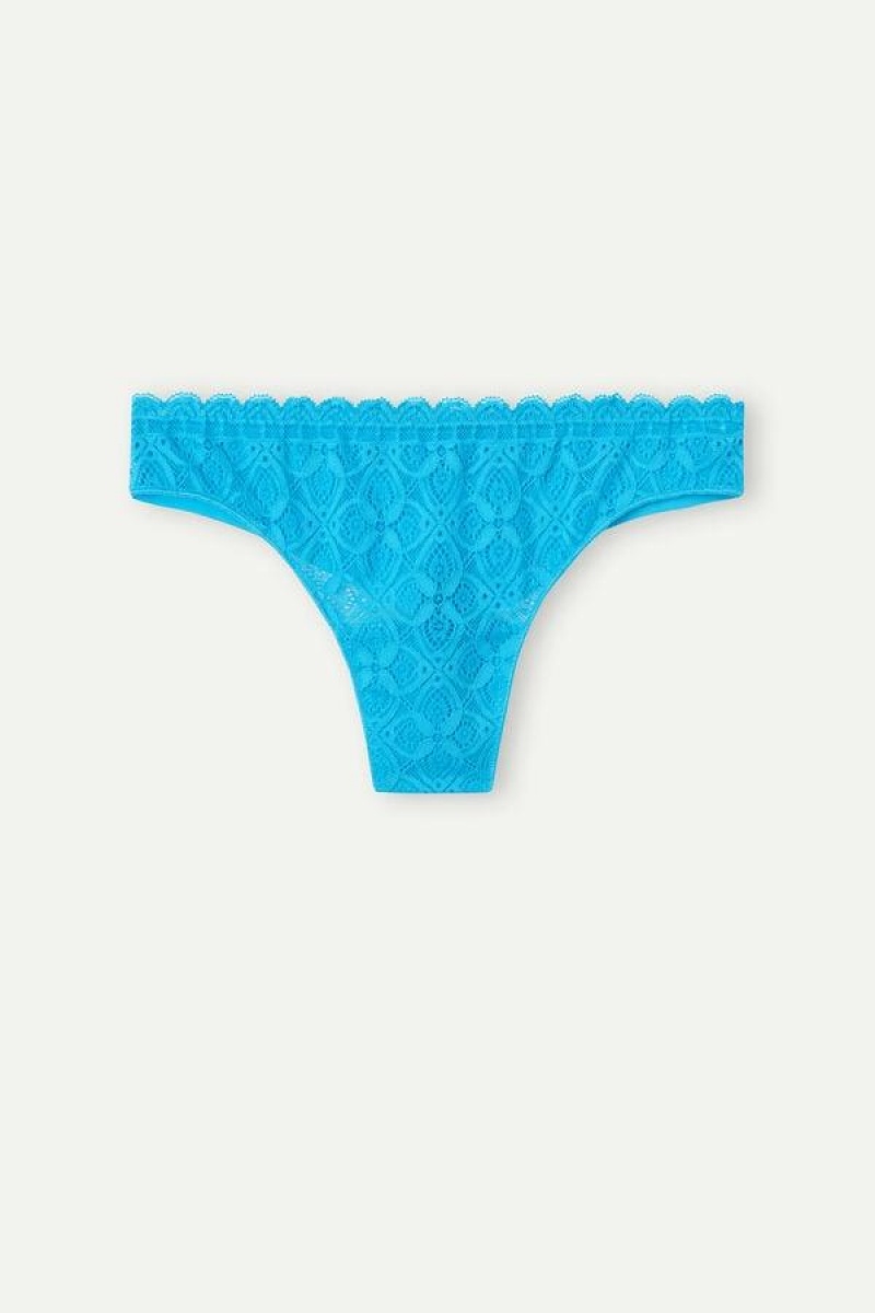 Intimissimi Csipke and Microfiber Brazilian Bugyi Női Türkiz | HUFM3562