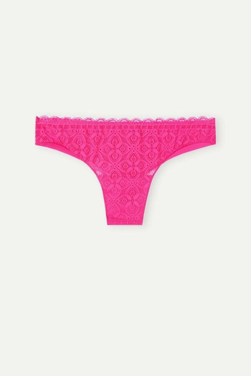 Intimissimi Csipke and Microfiber Brazilian Bugyi Női Rózsaszín | HUHK3560