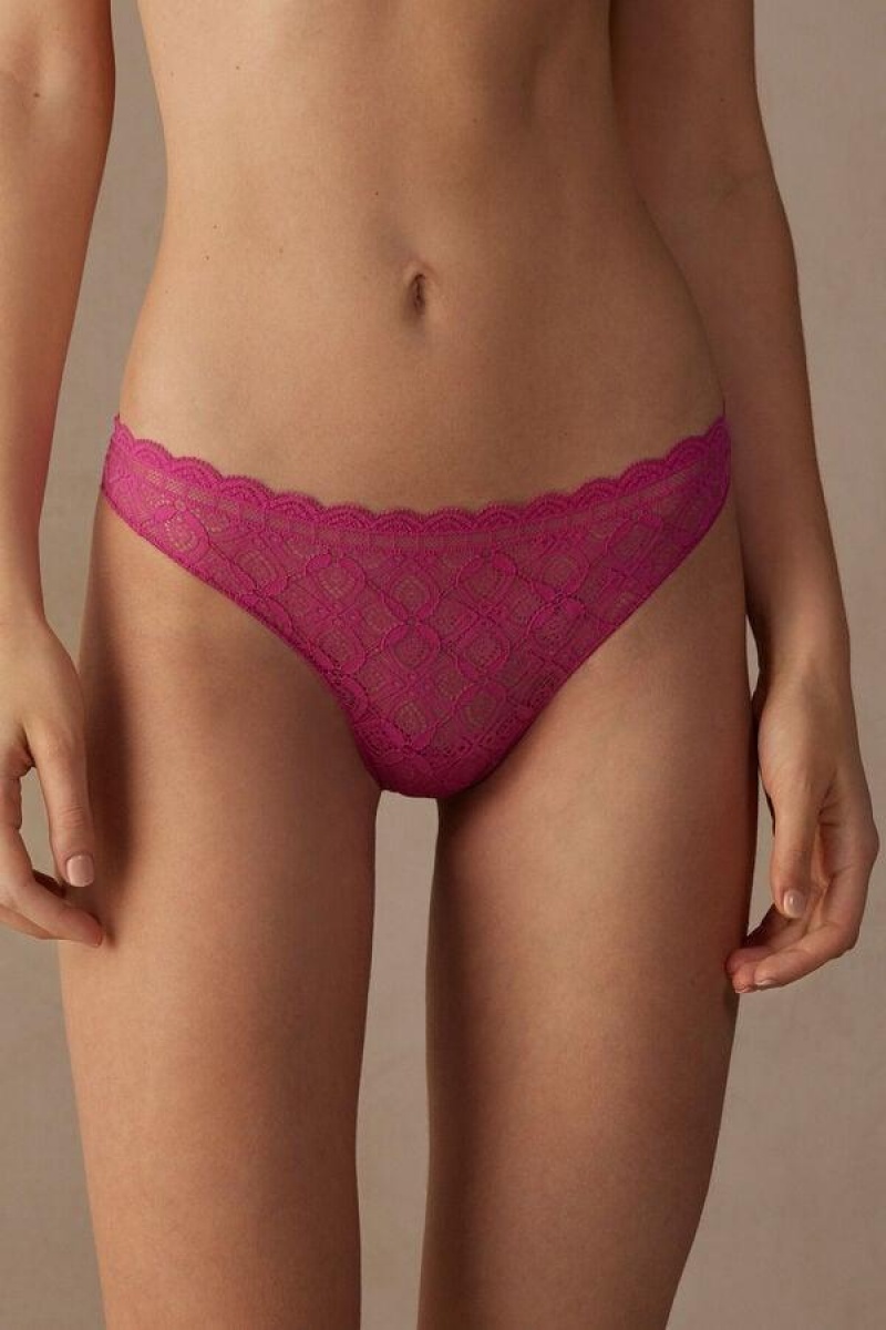 Intimissimi Csipke and Microfiber Brazilian Bugyi Női Rózsaszín | HUHK3560