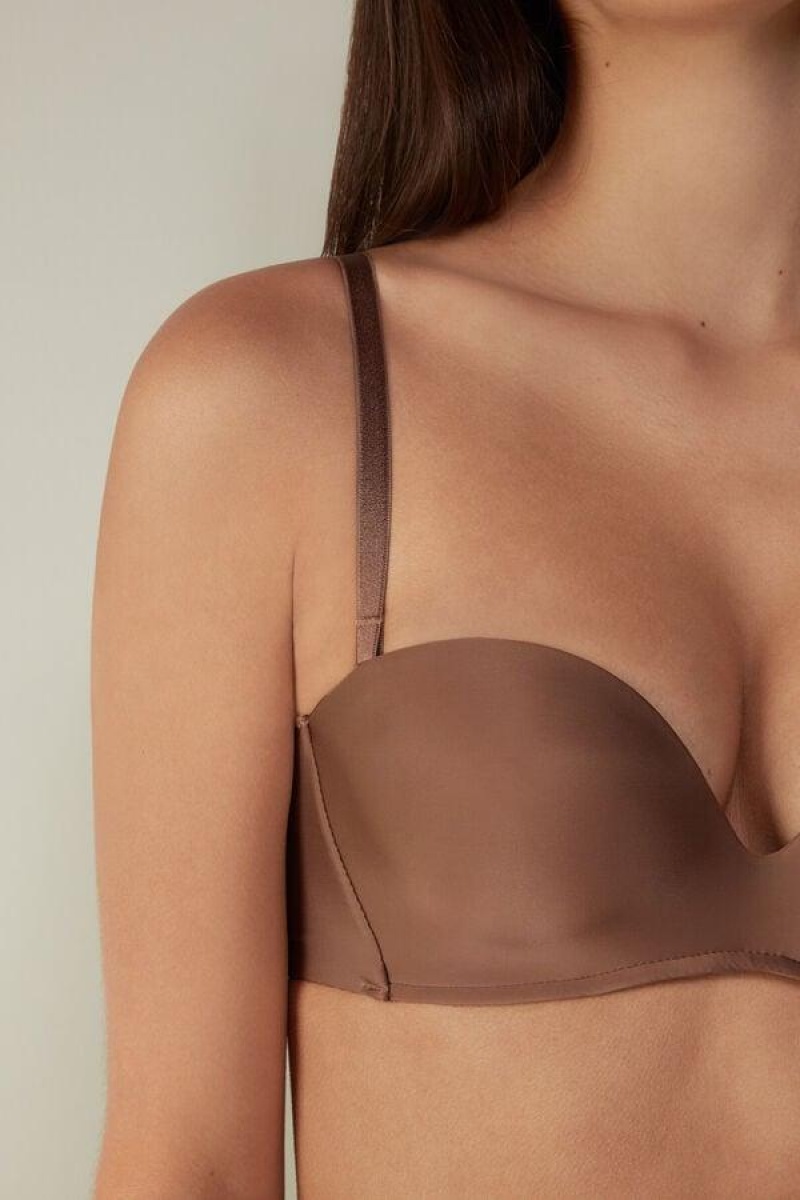 Intimissimi Daila Ultralight Microfiber Bandeau Melltartók Női Sötétbézs | HUHK4849