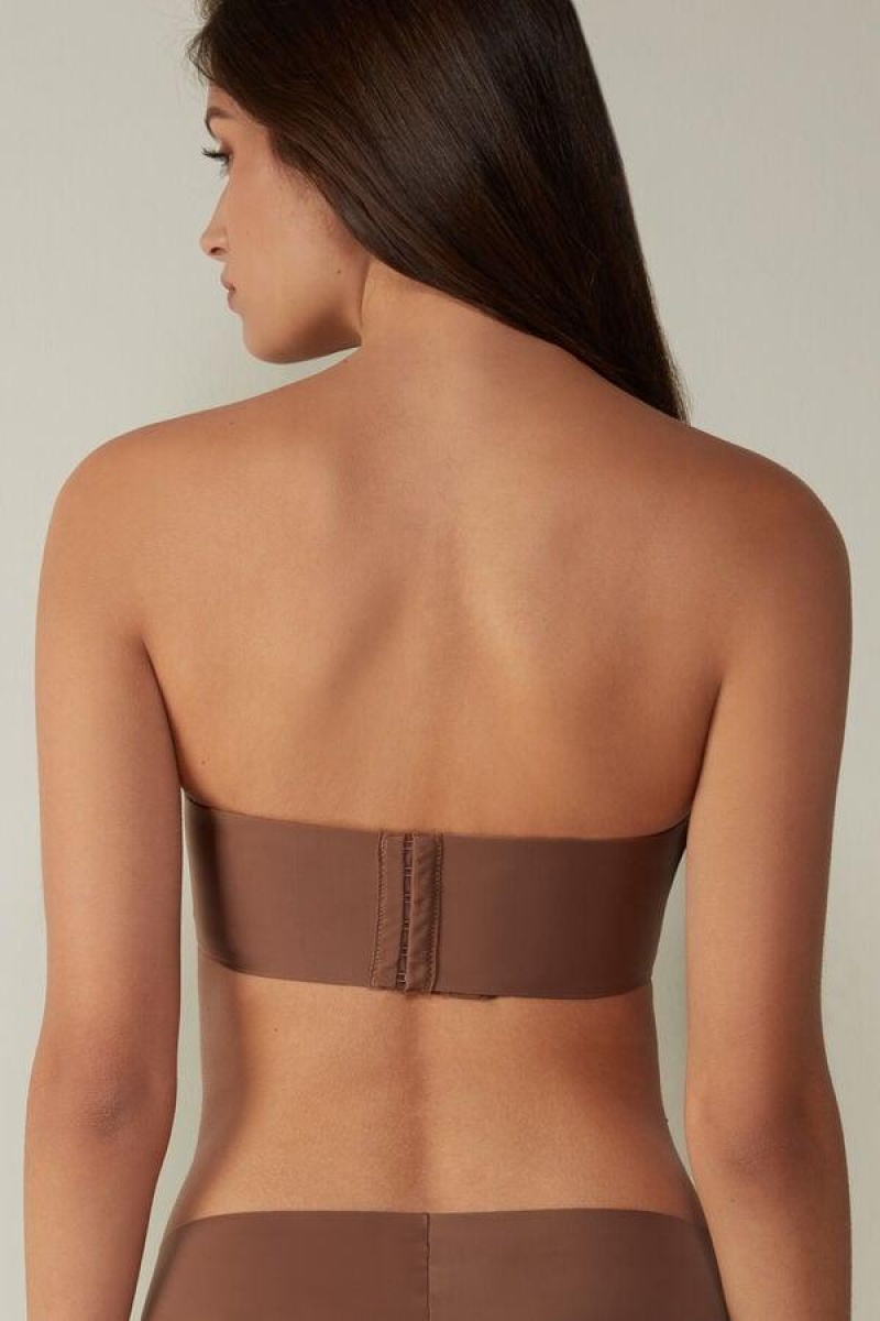 Intimissimi Daila Ultralight Microfiber Bandeau Melltartók Női Sötétbézs | HUHK4849