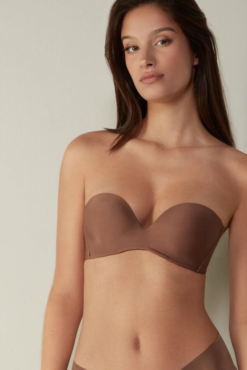 Intimissimi Daila Ultralight Microfiber Bandeau Melltartók Női Sötétbézs | HUHK4849