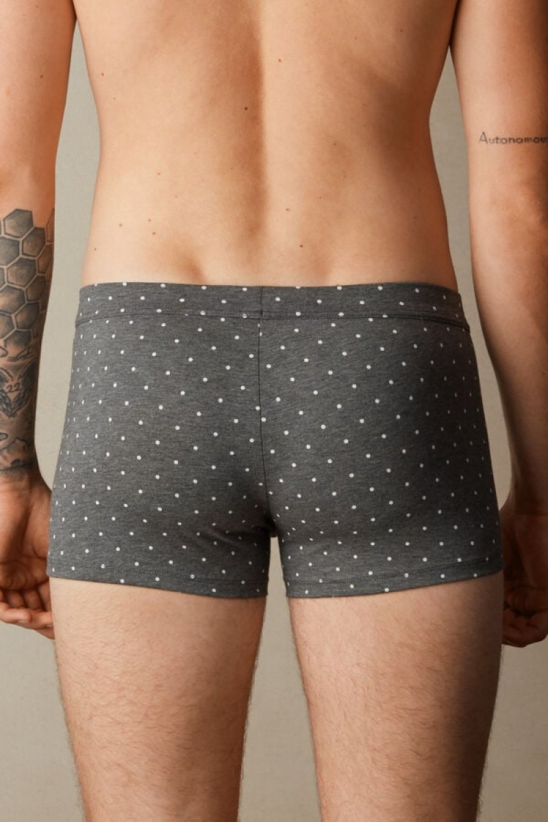 Intimissimi Dotted in Stretch Supima® Pamut Boxer Férfi Mélyszürke | HUCE3397