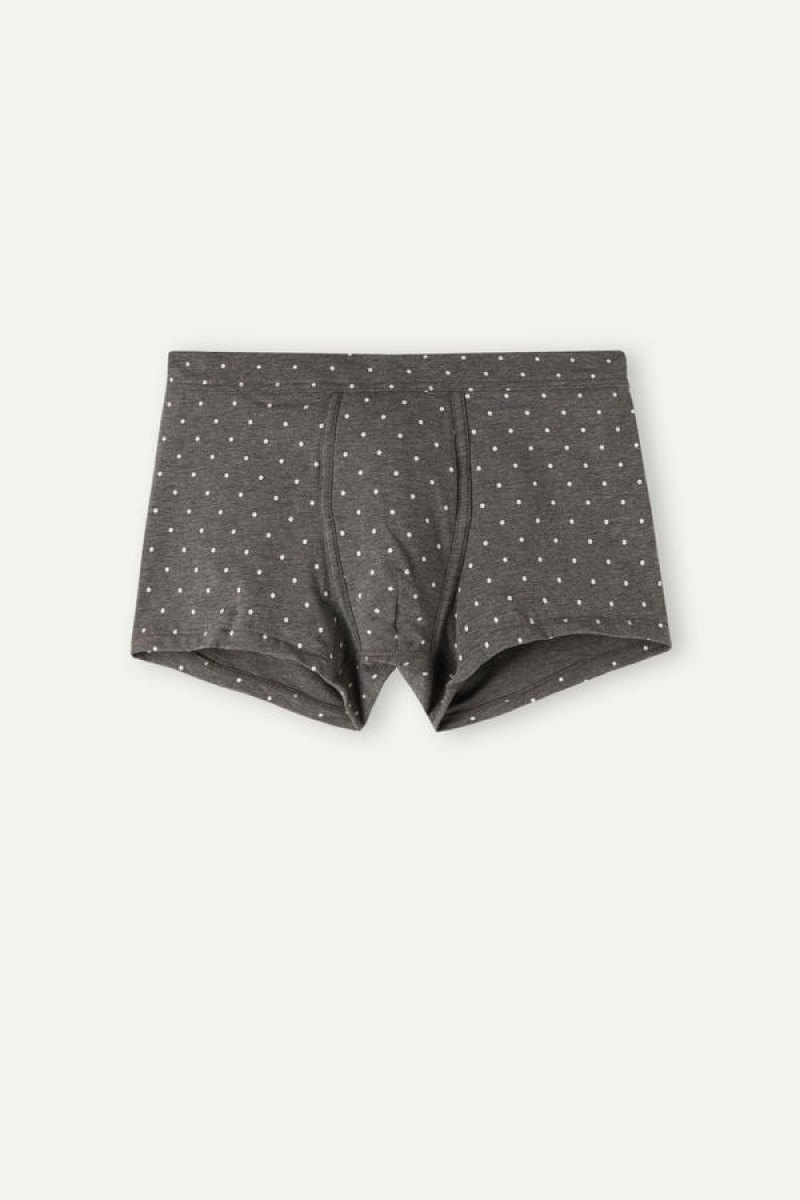 Intimissimi Dotted in Stretch Supima® Pamut Boxer Férfi Mélyszürke | HUCE3397