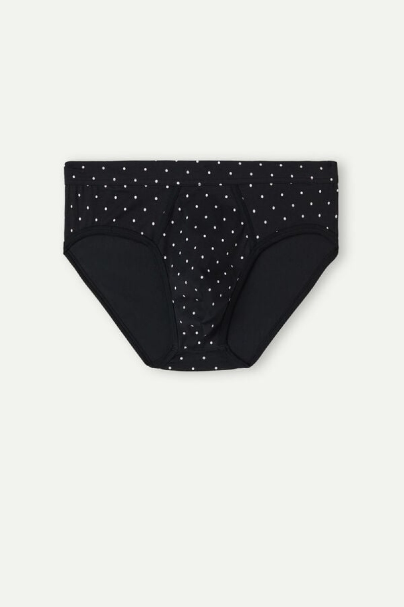 Intimissimi Dotted in Stretch Supima® Pamut Rövidnadrágok Férfi Fekete | HUFM3335