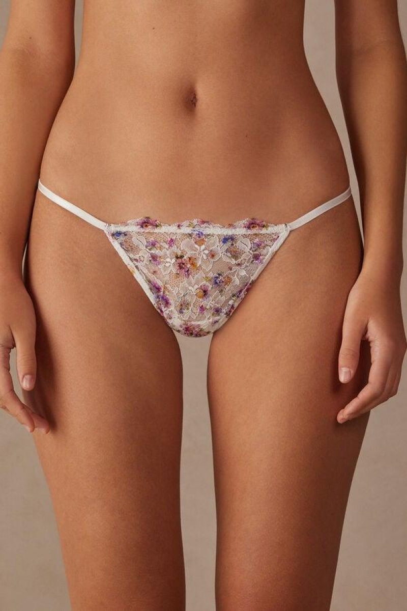 Intimissimi Dreaming of Spring String Tanga Bugyi Női Fehér | HUKI3817