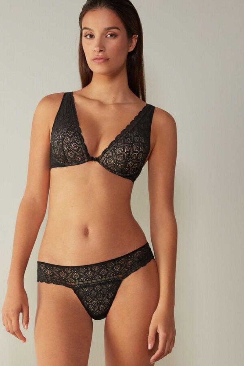 Intimissimi Elena Balconette in Csipke Melltartók Női Fekete | HUQZ4459