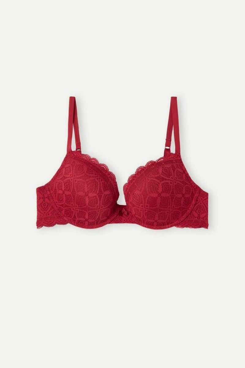 Intimissimi Elettra Super Push-up in Csipke Melltartók Női Piros | HUVD4748