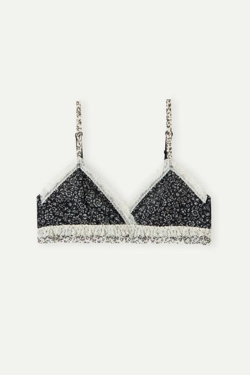 Intimissimi Emma A Floral Affair Triangle Melltartók Női Fekete | HUQZ4896