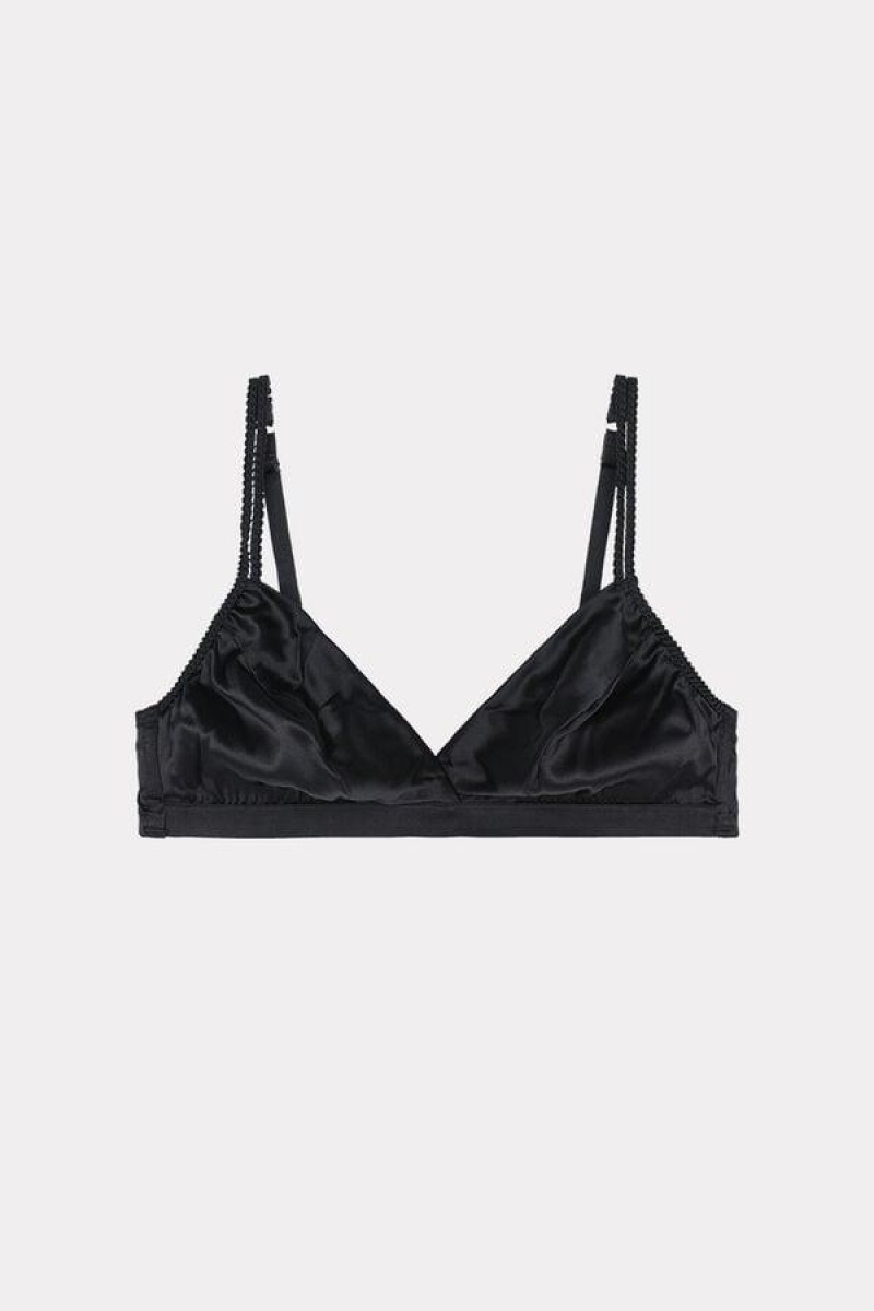 Intimissimi Emma Silk Triangle Melltartók Női Fekete | HUOR4607