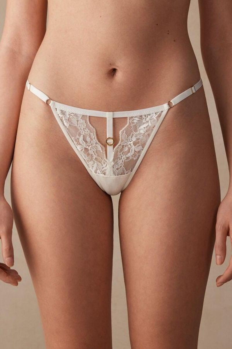 Intimissimi Fearless Femininity String Tanga Bugyi Női Fehér | HUSO3797