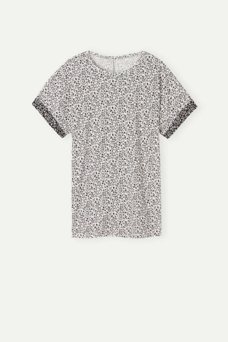 Intimissimi Floral Affair Rövid Sleeve Pamut T Shirt Pizsama Női Világos Sárga | HUHK3949