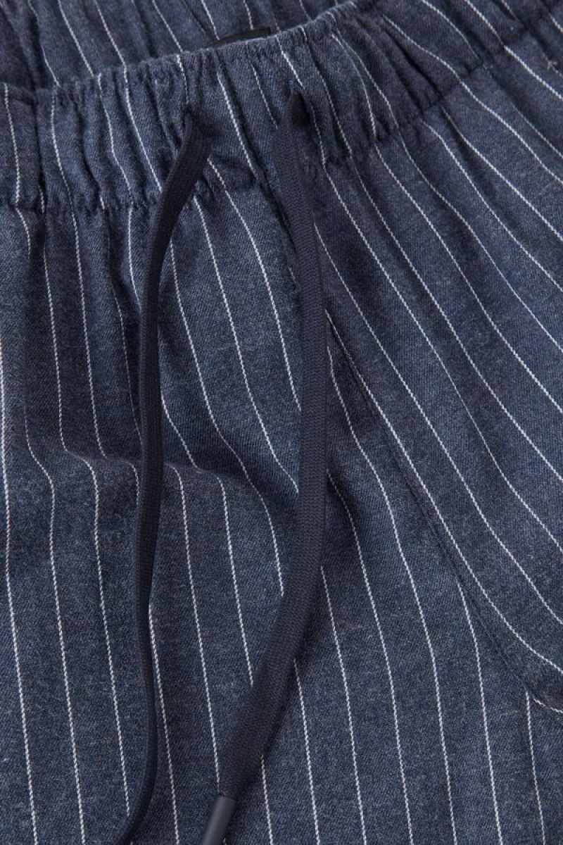 Intimissimi Full Length in Denim Pinstripe Patterned Brushed Cloth Nadrág Férfi Kék | HUWY3081