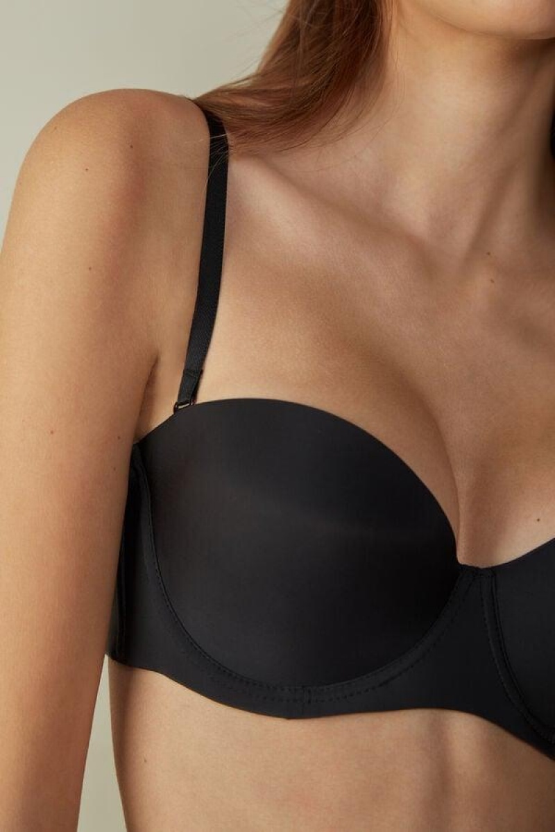 Intimissimi Giada Microfiber Bandeau Melltartók Női Fekete | HUSO4935