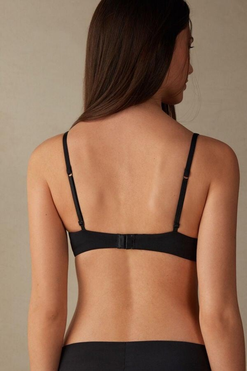 Intimissimi Gioia B Cup Microfiber Super Push-Up Melltartók Női Fekete | HUZG4699