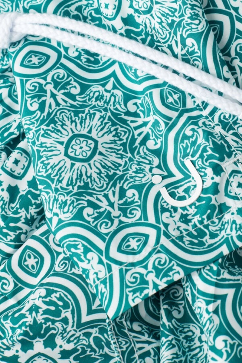 Intimissimi Green Majolica Print Úszónadrág Férfi Fehér Zöld | HULH3303