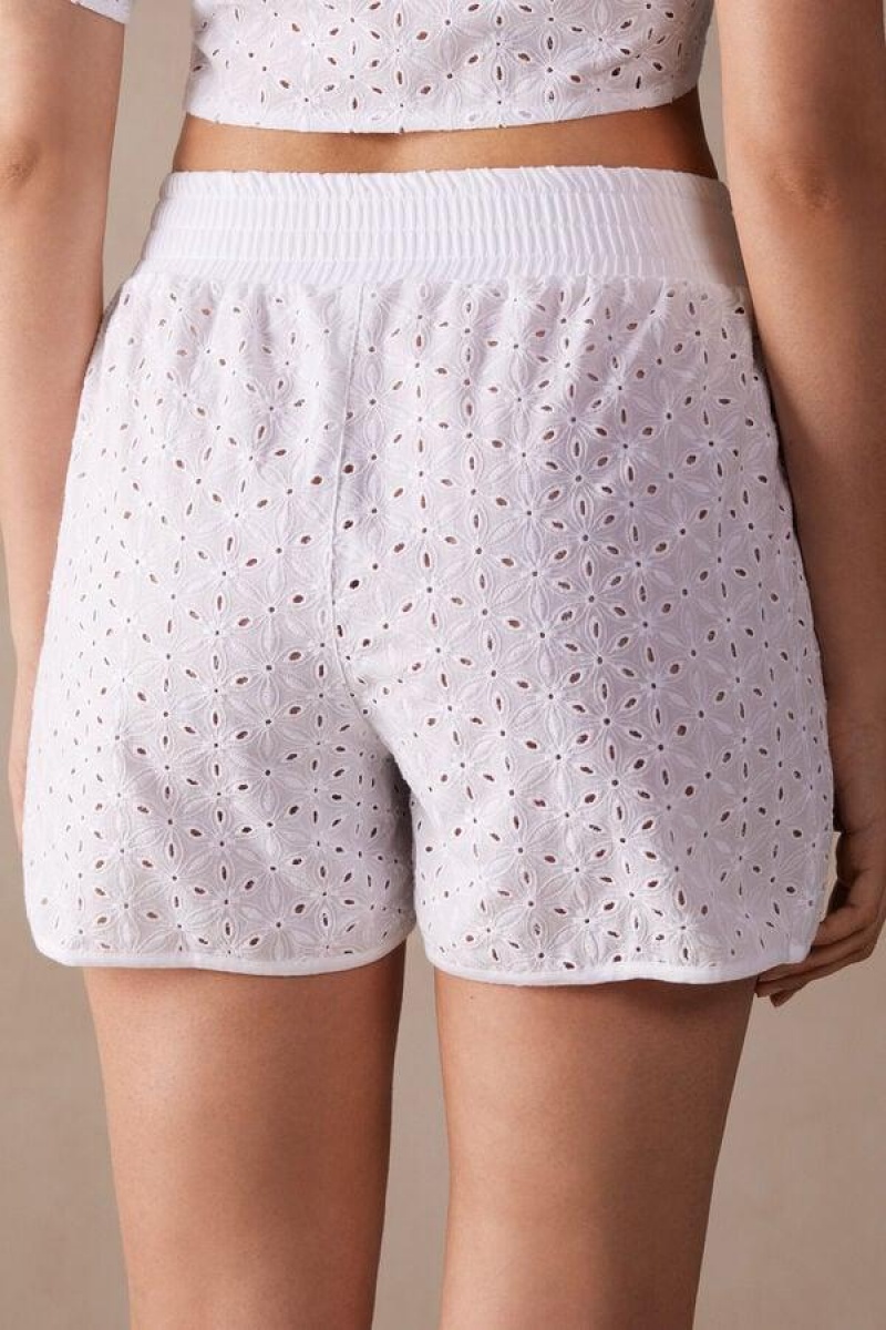 Intimissimi Hello Sunshine Sangallo Csipke Shorts Pizsama Női Fehér | HUQZ4095