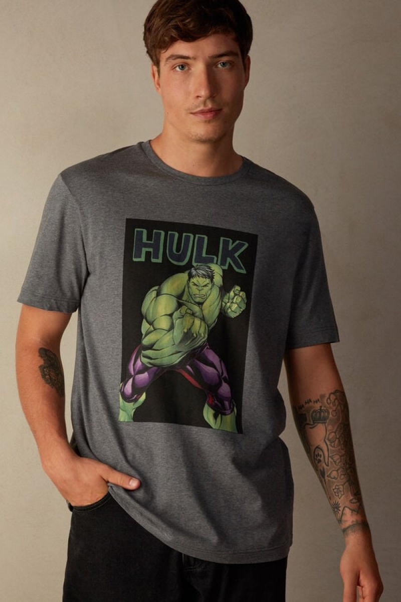 Intimissimi Hulk Print Póló Férfi Mélyszürke | HUTV3060