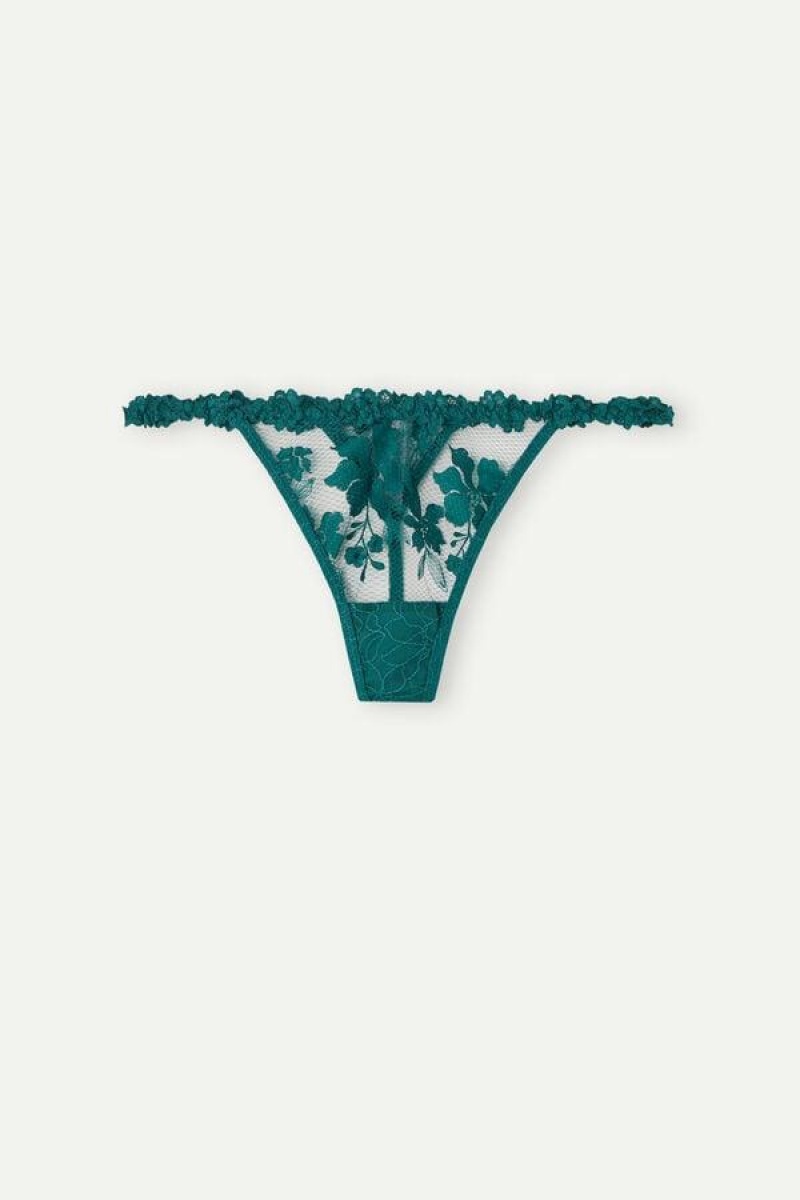 Intimissimi In Full Bloom String Tanga Bugyi Női Zöld | HUGL3787