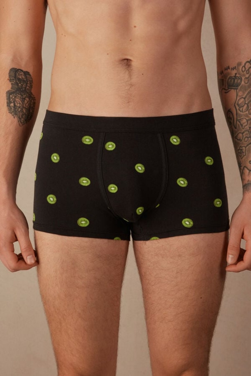 Intimissimi Kiwi in Stretch Supima® Pamut Boxer Férfi Fekete | HUSO3408