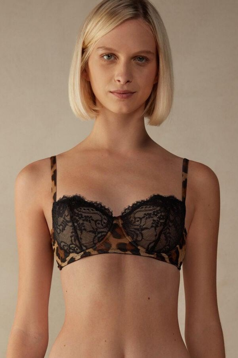 Intimissimi Lady Animalier Balconette Melltartók Női Fekete | HUDN5009