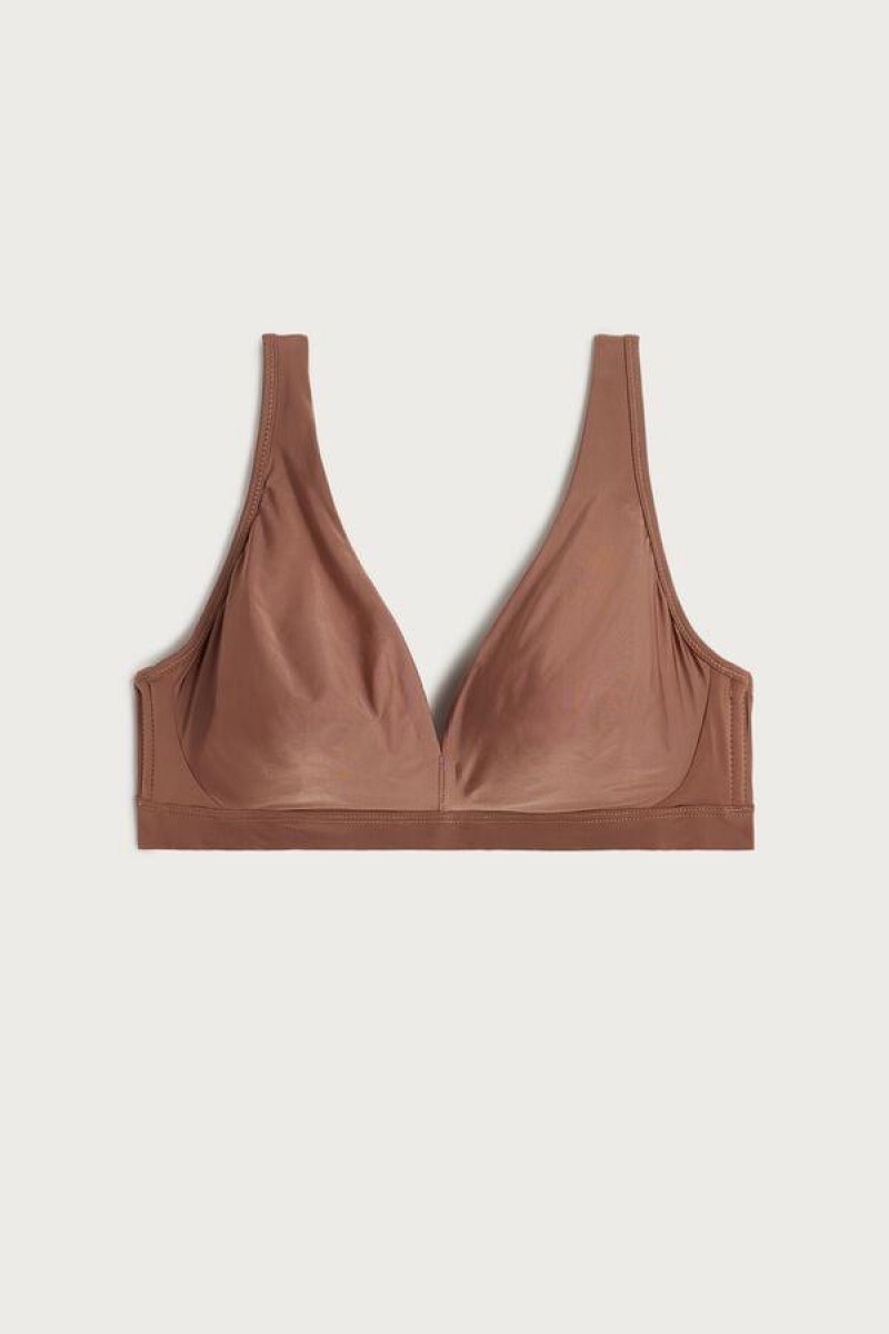 Intimissimi Lara Ultralight Microfiber Triangle Melltartók Női Sötétbézs | HUGL4619