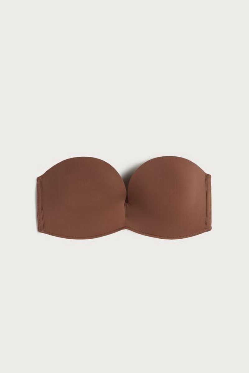 Intimissimi Laura Microfiber Bandeau Melltartók Női Sötétbézs | HUPQ4837