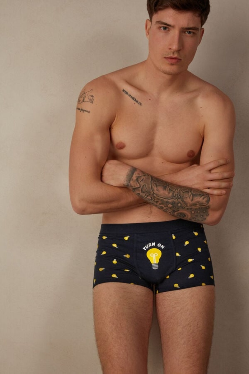 Intimissimi Light Bulb in Stretch Supima® Pamut Boxer Férfi Kék Világos | HUAP3434