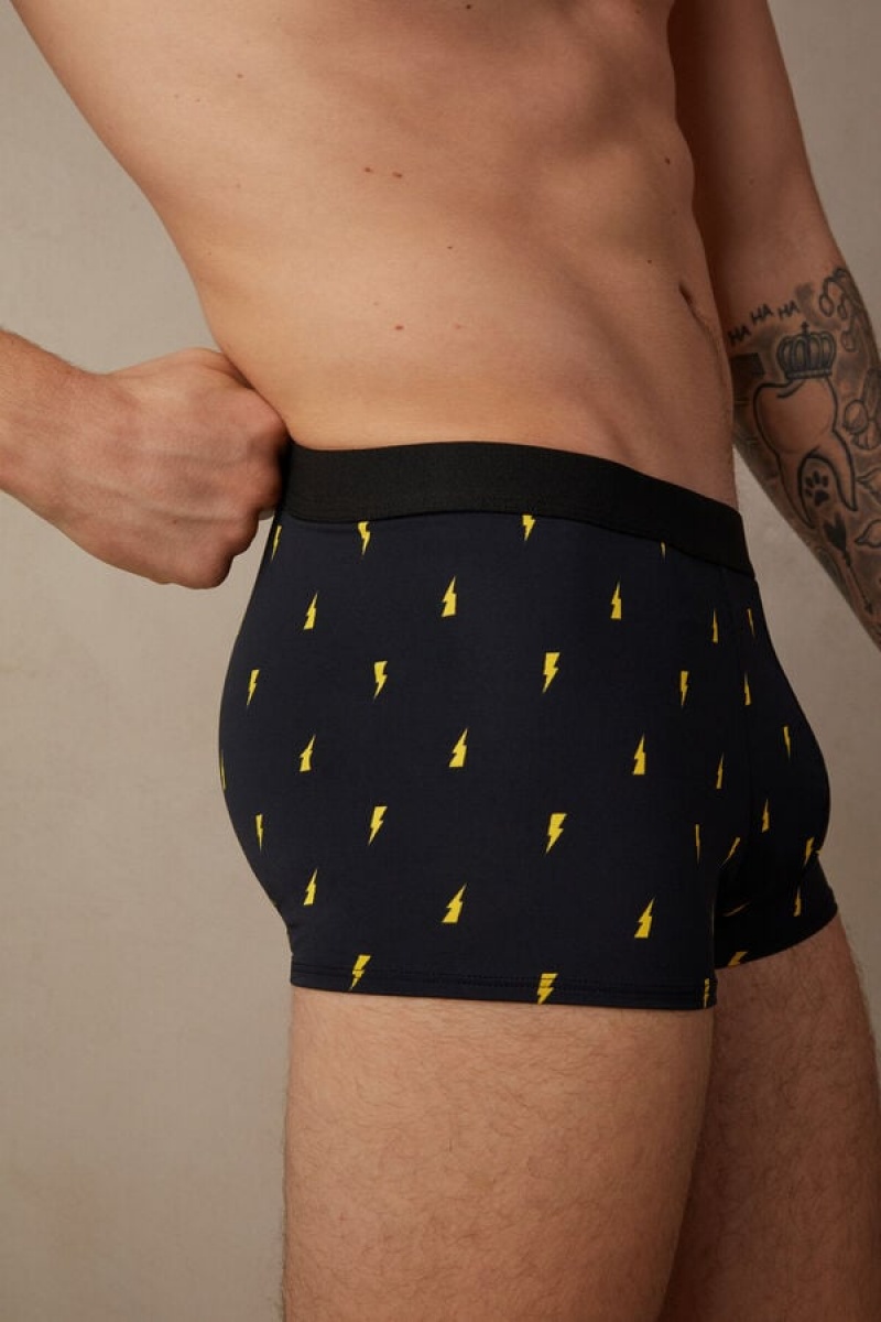 Intimissimi Lightning Bolt in Microfiber Boxer Férfi Fekete | HUKI3401