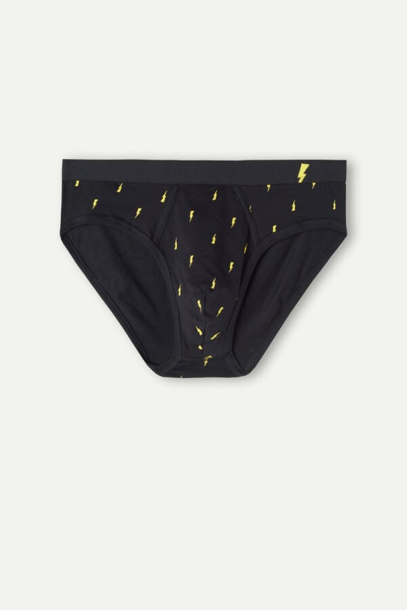 Intimissimi Lightning Bolt in Stretch Supima® Pamut Rövidnadrágok Férfi Fekete | HUGL3334