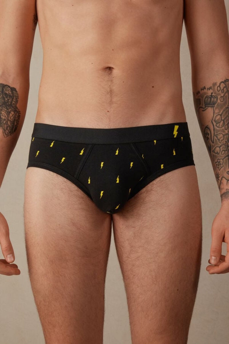 Intimissimi Lightning Bolt in Stretch Supima® Pamut Rövidnadrágok Férfi Fekete | HUGL3334