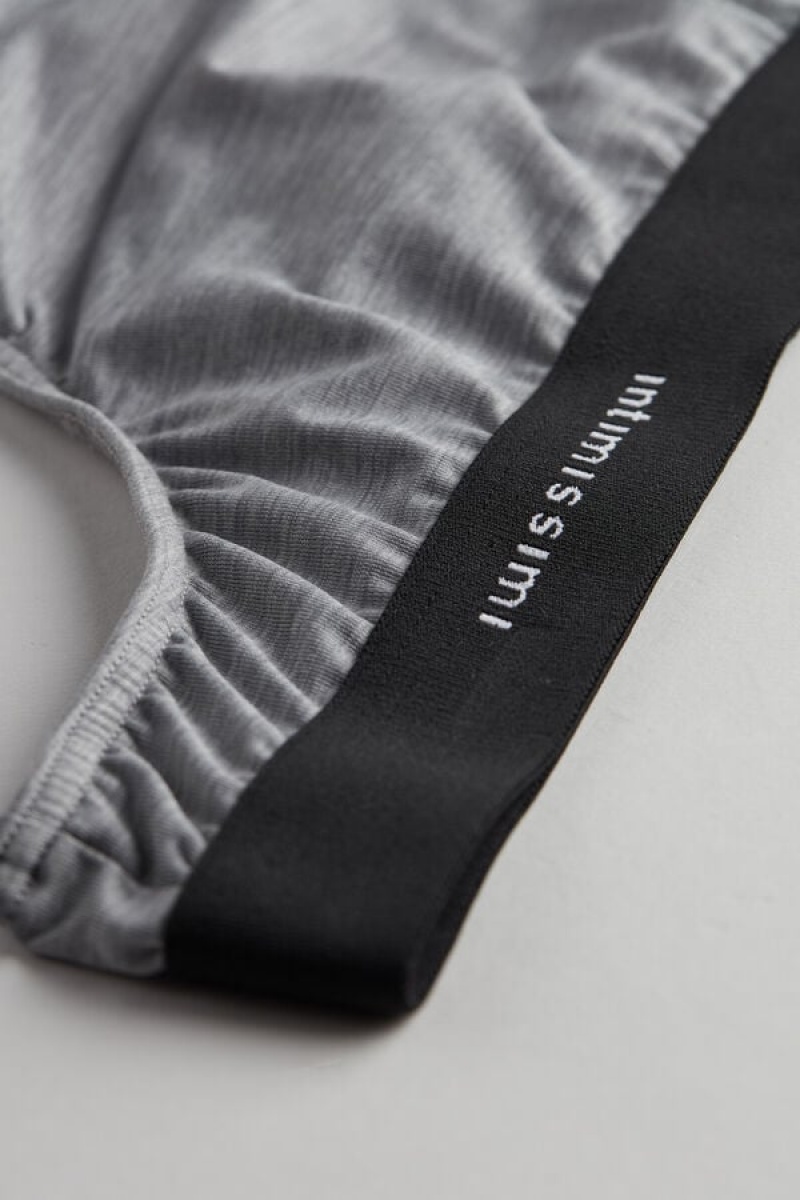 Intimissimi Logo Detailed Microfiber Tanga Rövidnadrágok Férfi Világos Szürke | HUFM3379