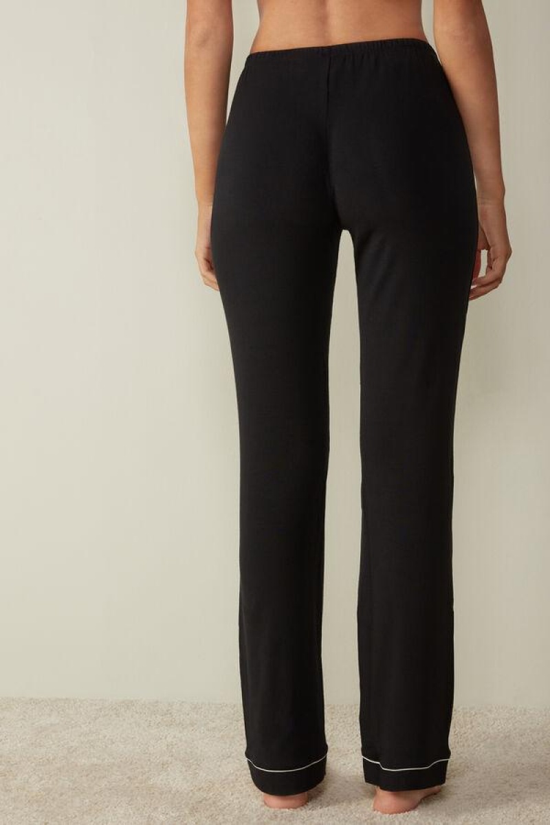 Intimissimi Long Micromodal Trousers Pizsama Női Fekete | HUEX4041