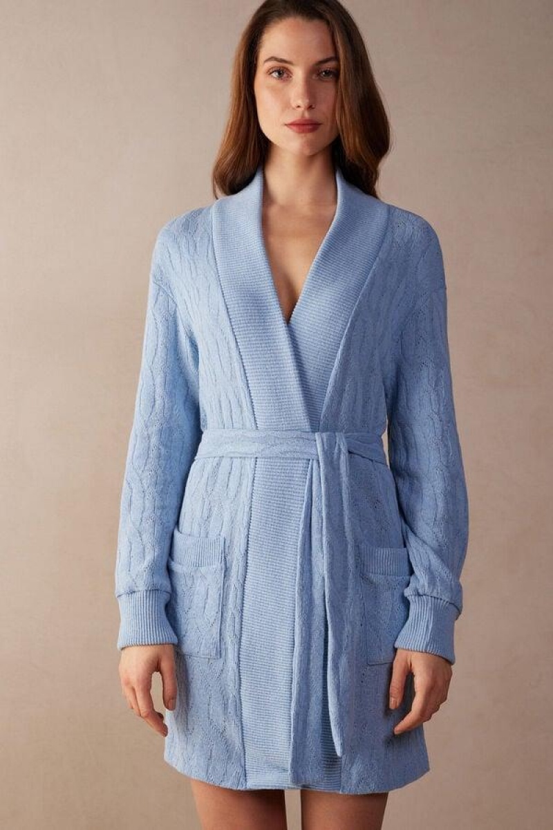 Intimissimi Lost in Fields Braided Robe Pizsama Női Világos Kék | HUQZ3860