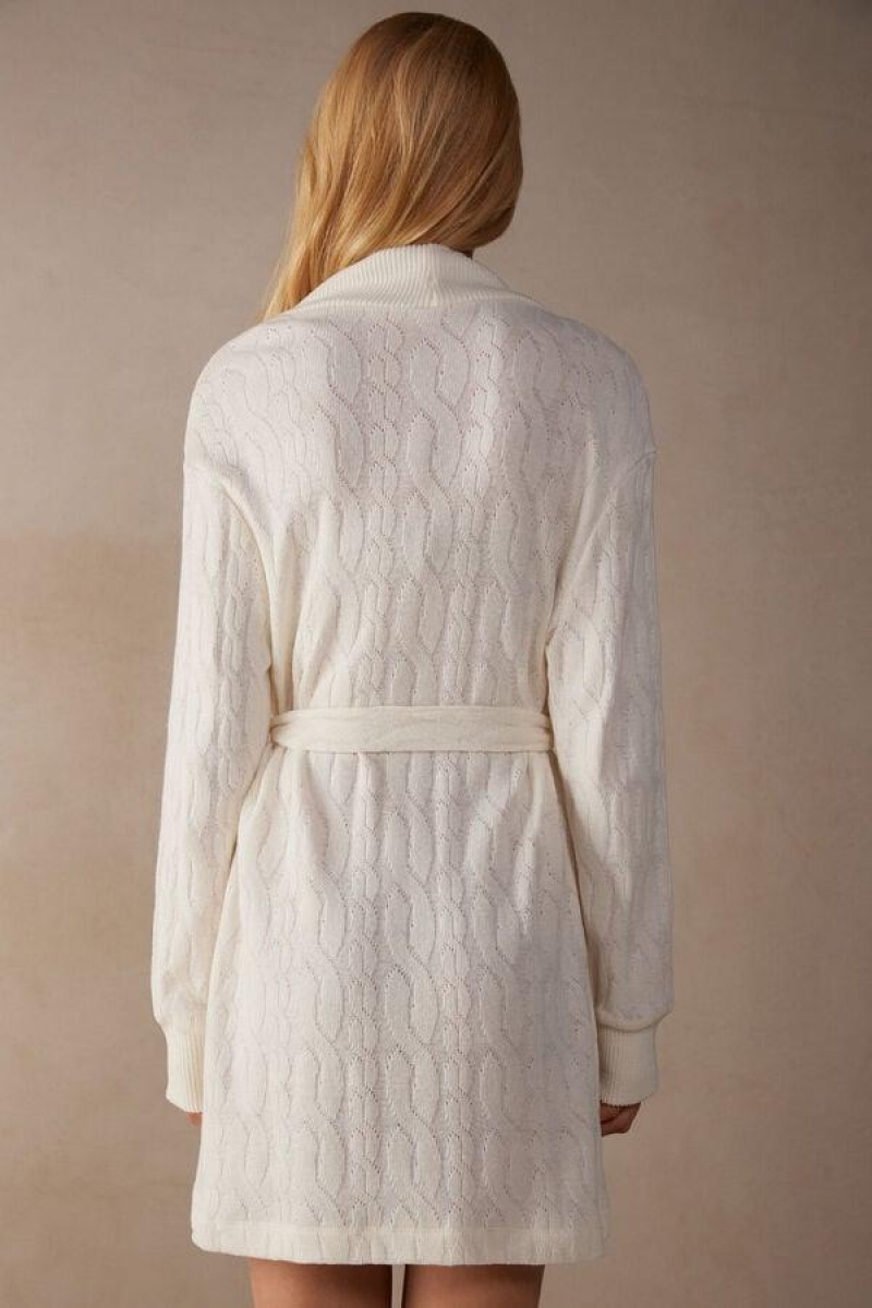 Intimissimi Lost in Fields Braided Robe Pizsama Női Fehér | HUWY3859