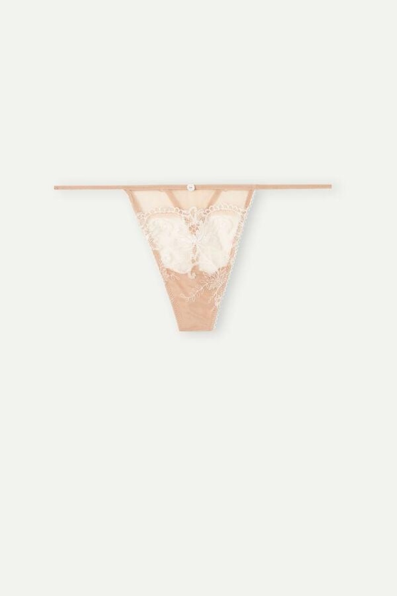 Intimissimi Lovely Day String Tanga Bugyi Női Bézs | HUQZ3783