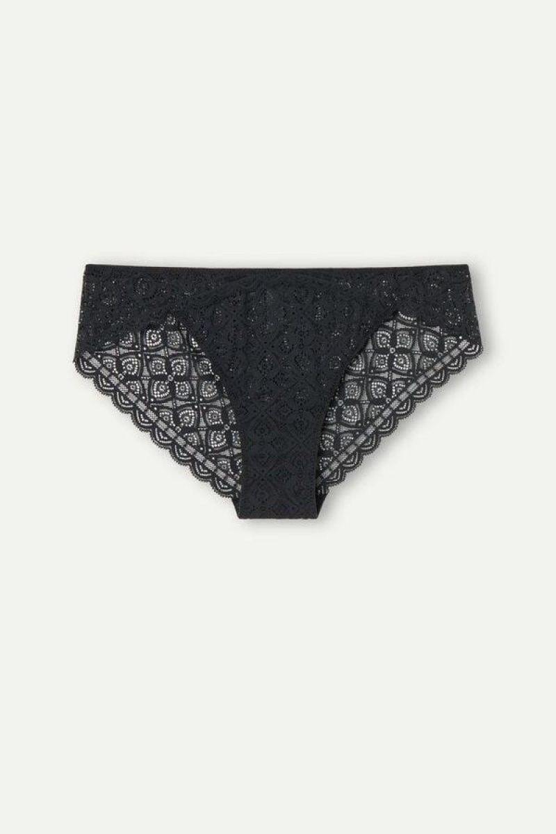 Intimissimi Low Rise Csipke Bugyi Női Fekete | HUYU3647