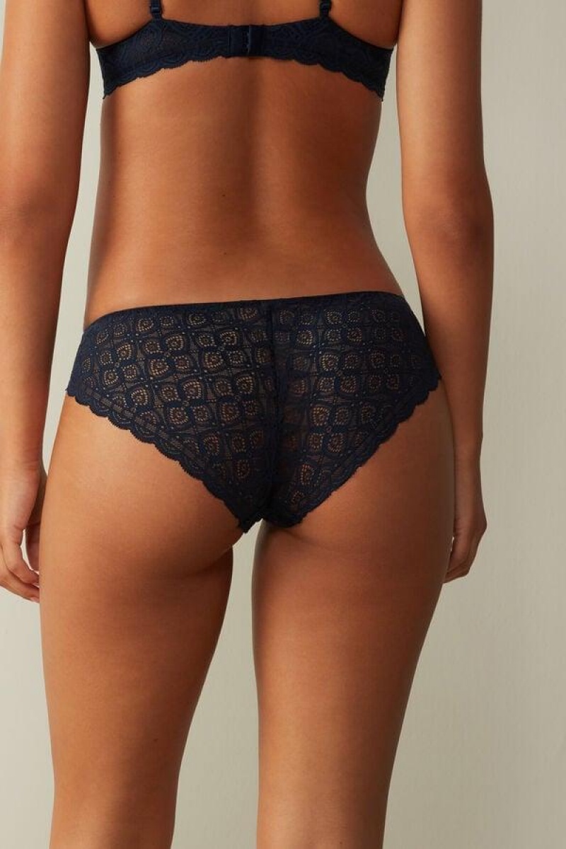 Intimissimi Low Rise Csipke Bugyi Női Kék | HUEX3625