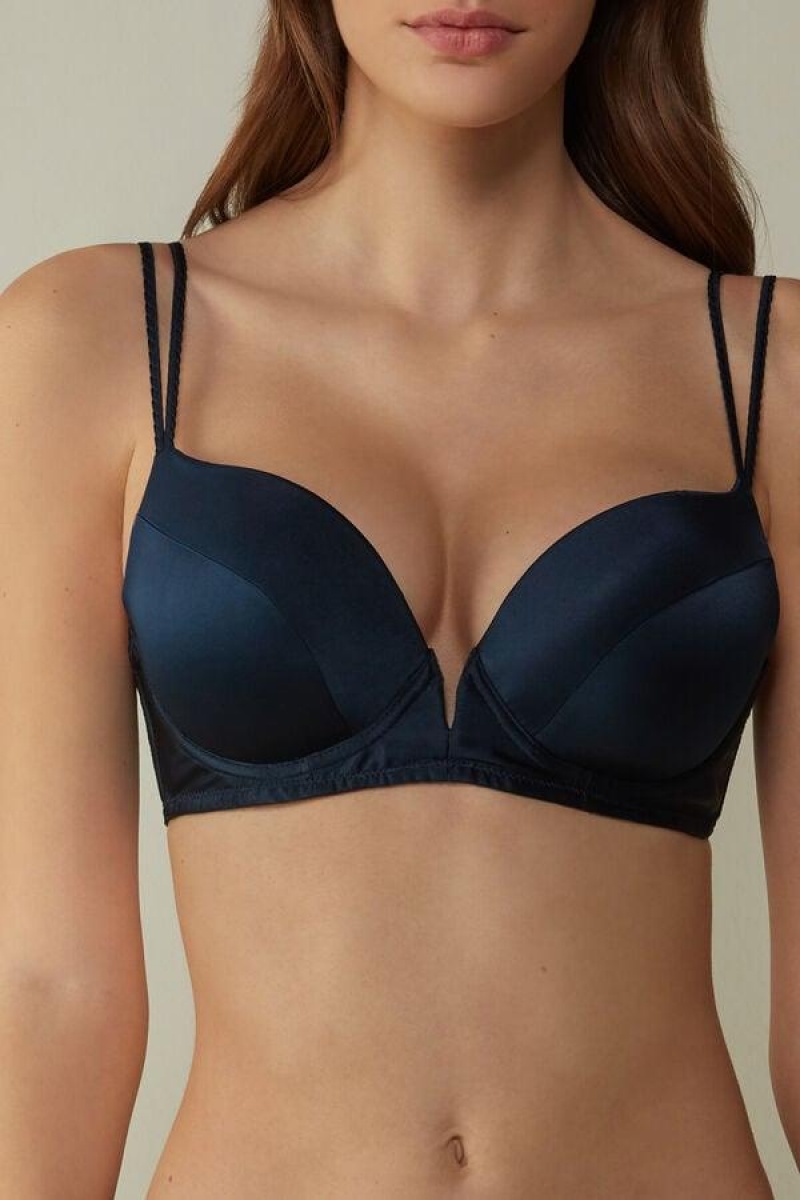 Intimissimi Mia Silk Super Push-Up Melltartók Női Kék | HUCE4749